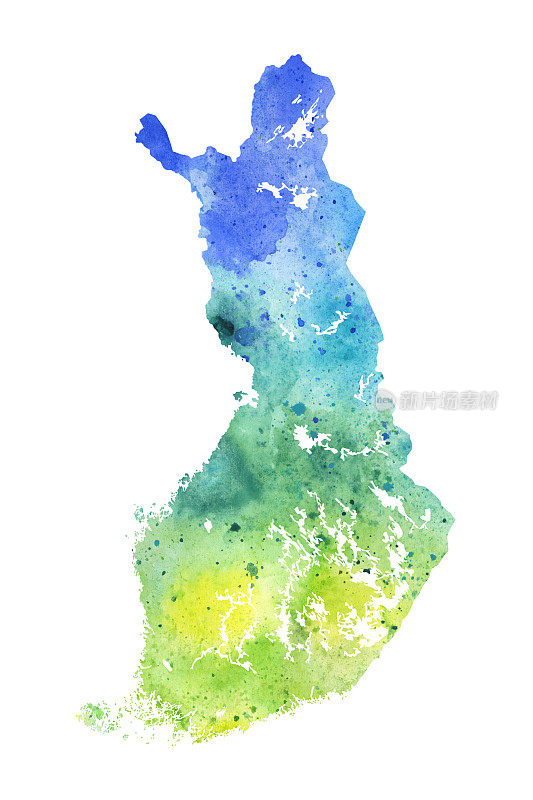 芬兰水彩光栅地图插图