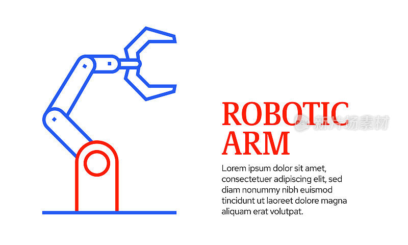 机械臂概念，矢量线图标模板设计