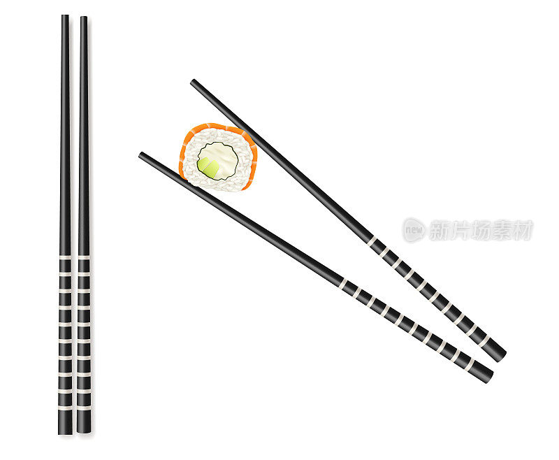 经典黑筷套:夹鱼卷竹条。用于日本东部菜肴的器皿
