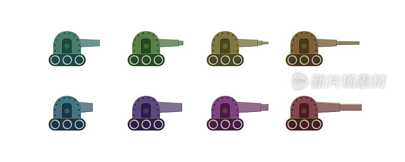 游戏和插图的彩色战斗坦克。