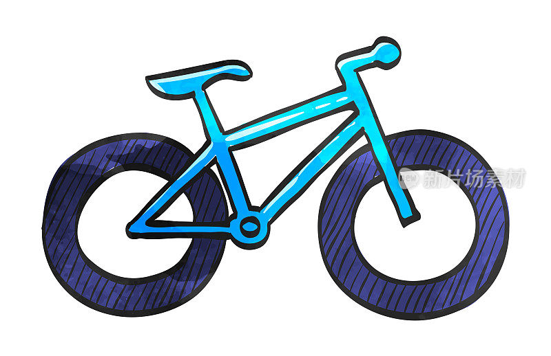 水彩风格图标胖轮胎自行车