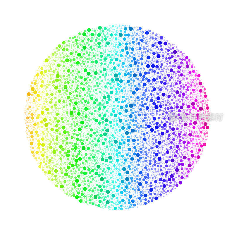 气泡:彩虹圆点，无重叠，填充表面。