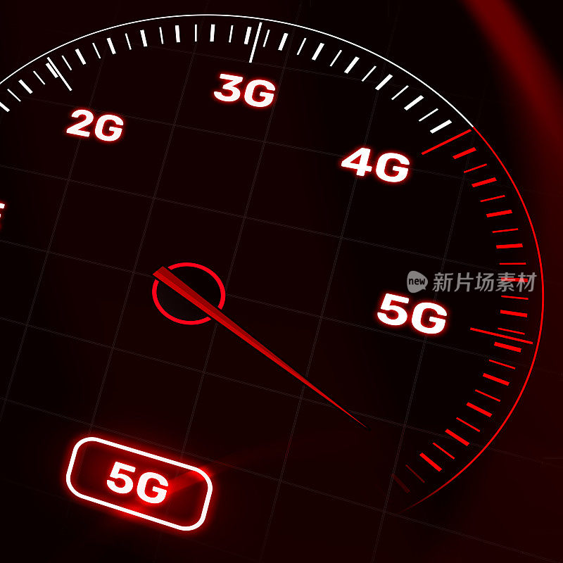 5G互联网技术极简车速表插图。快速互联网技术背景