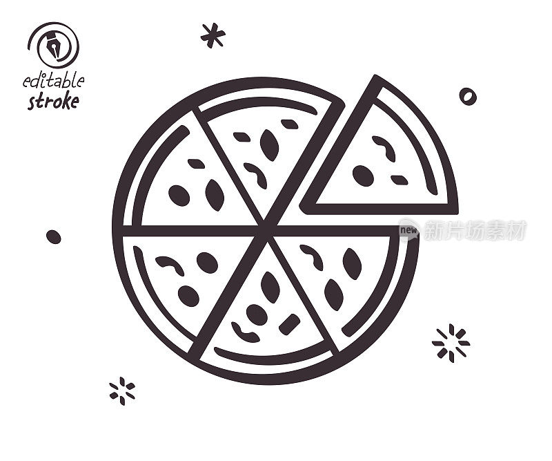 准备披萨的俏皮线条插图