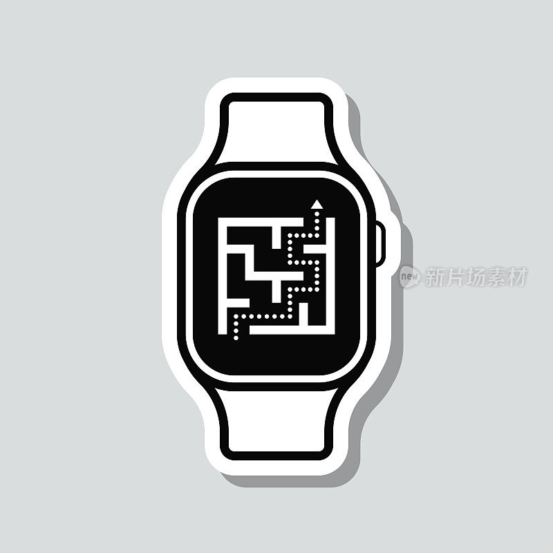 Smartwatch迷宫。图标贴纸在灰色背景