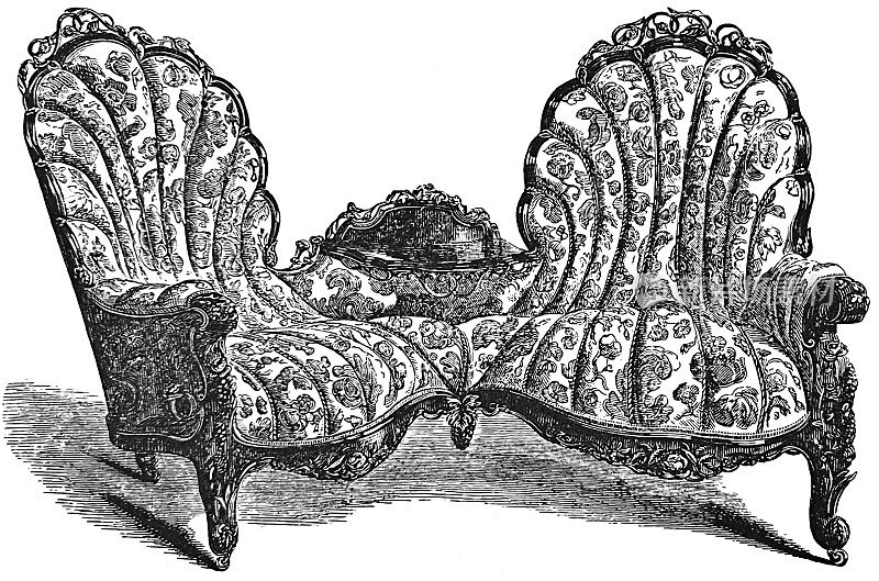 1851年伦敦水晶宫展览，双人扶手椅沙发