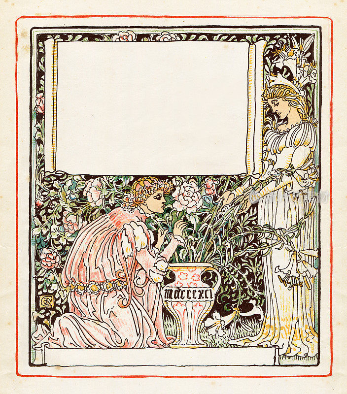 王子送玫瑰给公主新艺术设计书插图1899