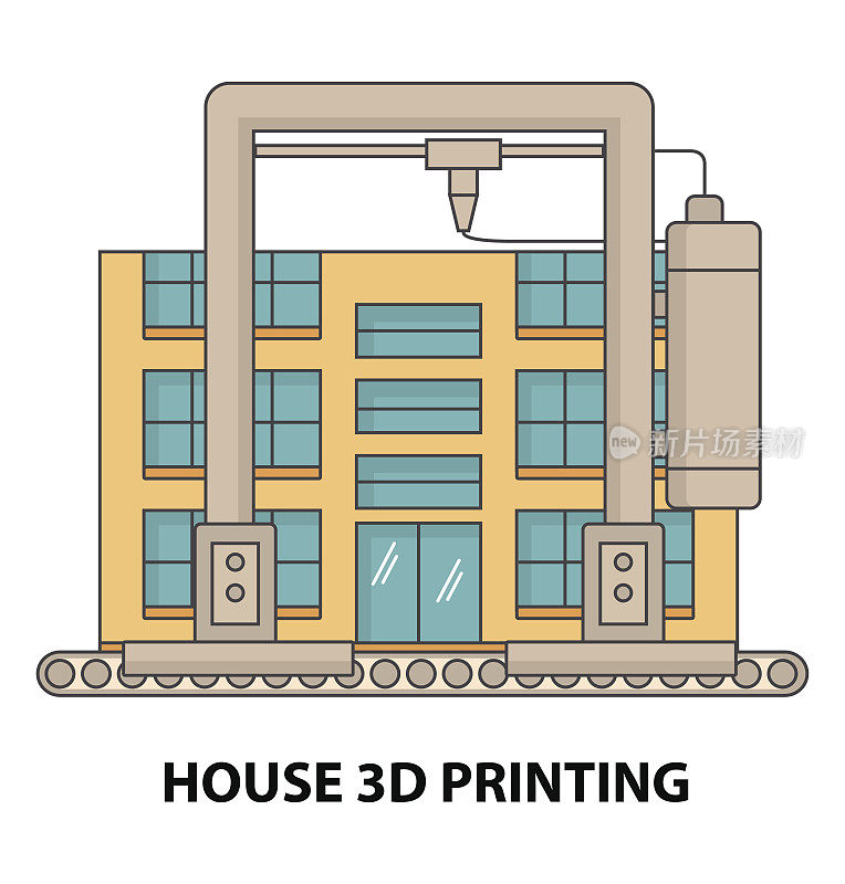 房屋建筑3d打印平面矢量设计