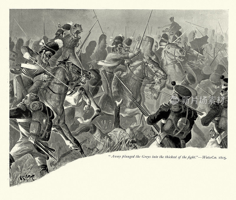 滑铁卢战役中苏格兰皇家灰骑兵的冲锋，1815年，英国军事史