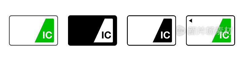 IC卡图标设置与不同的风格。电子支付卡向量。