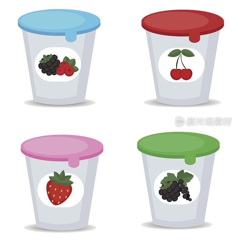 塑料盒子里的水果酸奶