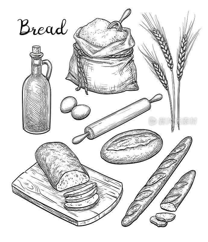 配料和面包。