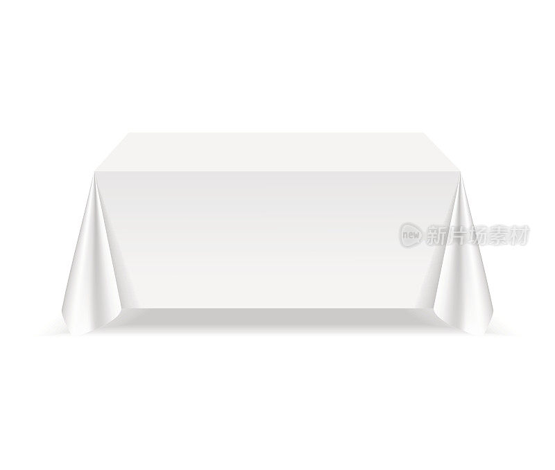 矢量空矩形桌子与桌布隔离在白色背景