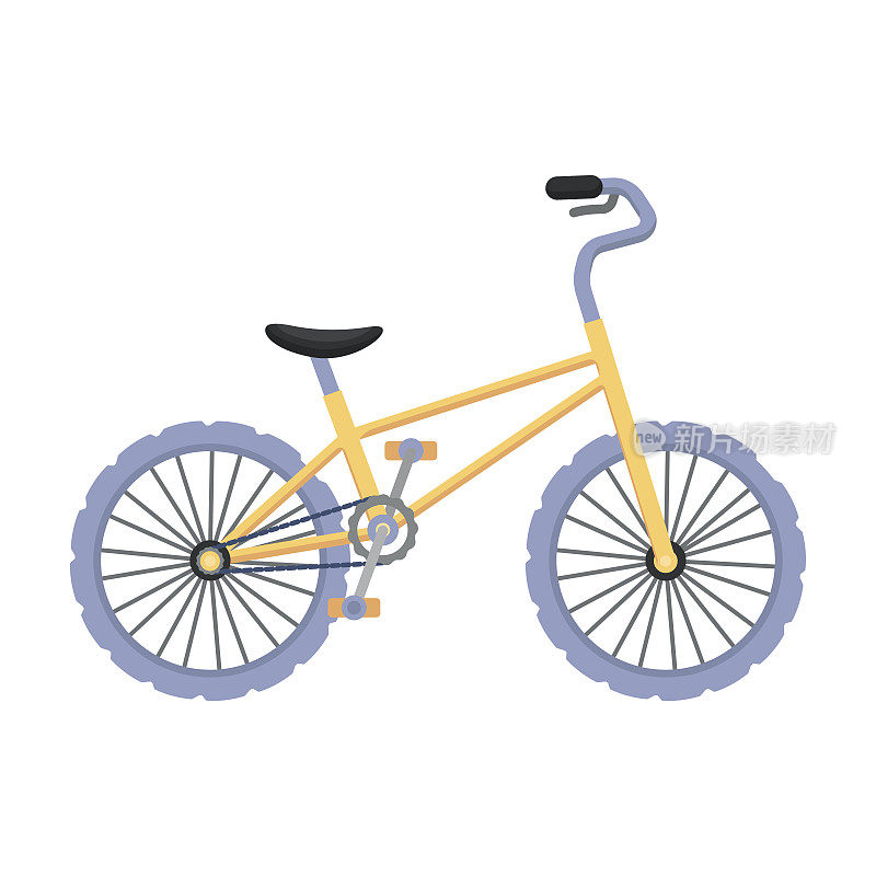 小轮车，自行车，自行车运动员，运动员。自行车为跳跃和运动员。不同的自行车单图标在卡通风格矢量符号股票插图。