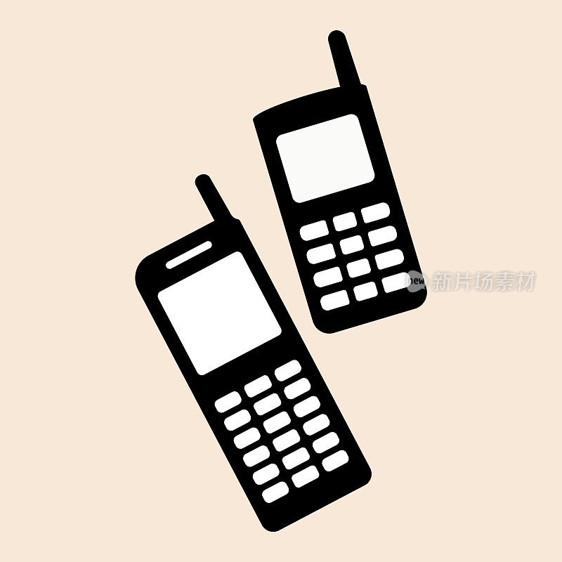 老式诺基亚两款手机设置诺基亚手机支持图标矢量eps10。旧手机的复古图标。