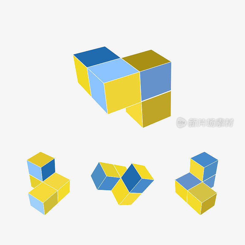 向量立方体图案Logo集合