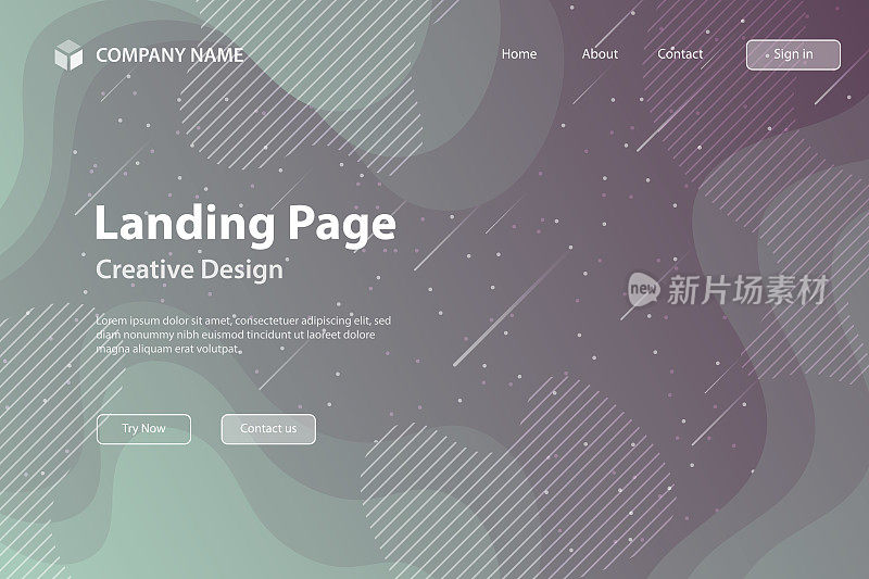 着陆页模板-流体和几何形状组成-灰色渐变