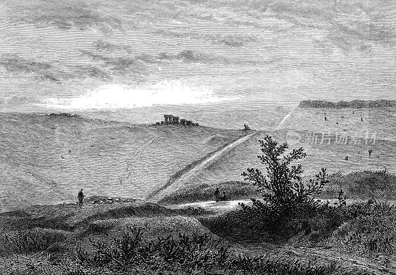 英格兰威尔特郡索尔兹伯里平原上的巨石阵――19世纪