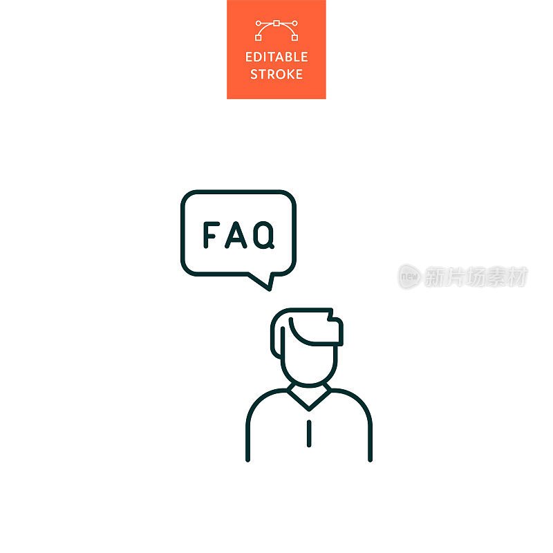 带有可编辑笔画的FAQ线图标。Icon适用于网页设计、移动应用、UI、UX和GUI设计。