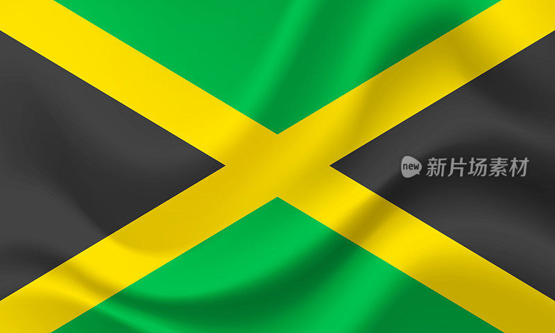 牙买加国旗。象征牙买加国旗。矢量标志插图。