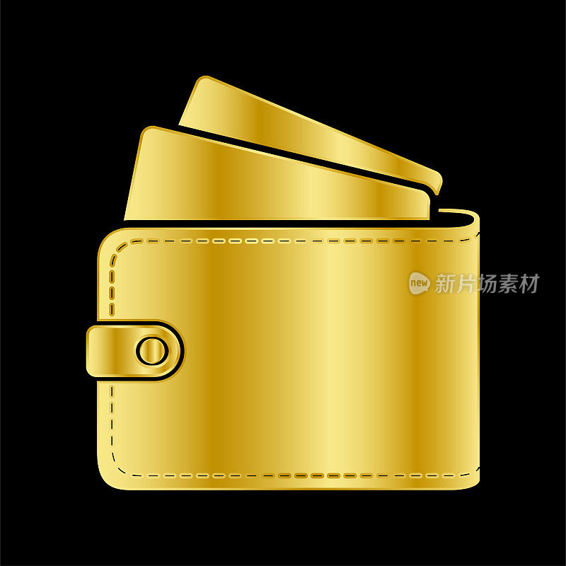 金色硬币钱包图标。
