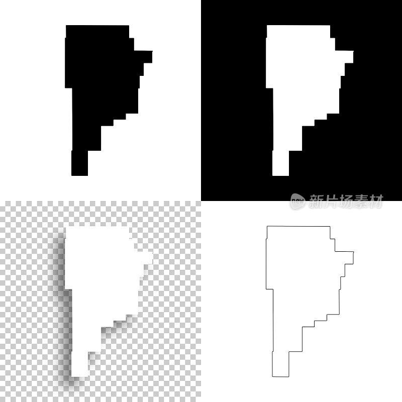 蒙大拿州甜草县。设计地图。空白，白色和黑色背景