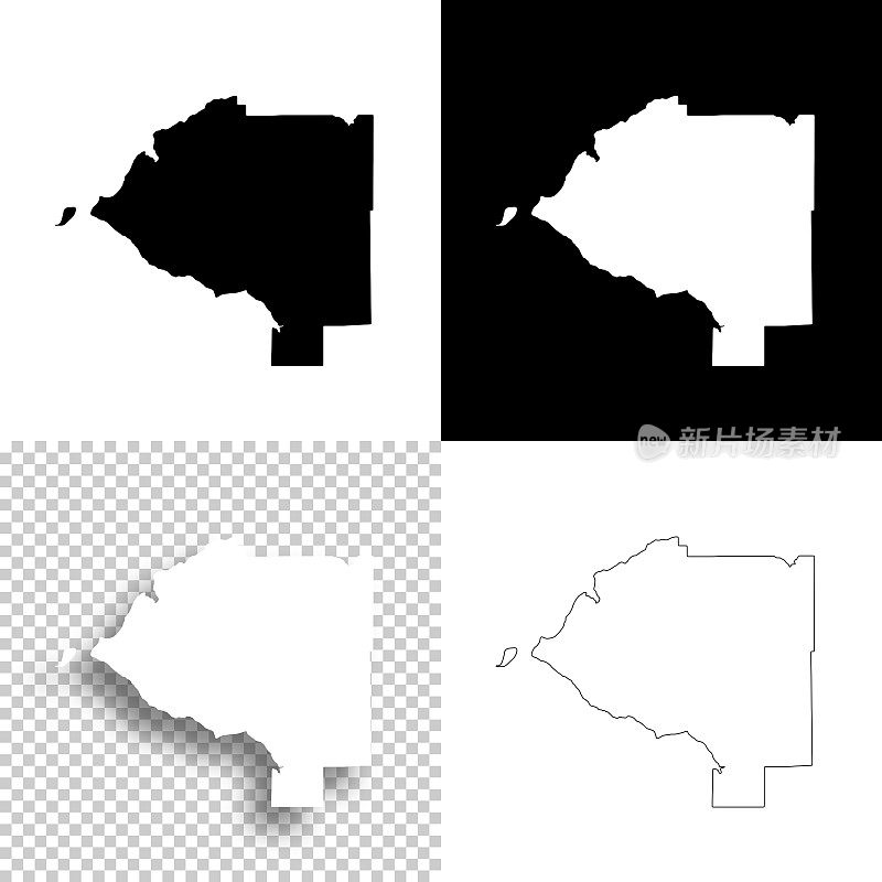 安克雷奇,阿拉斯加。设计地图。空白，白色和黑色背景