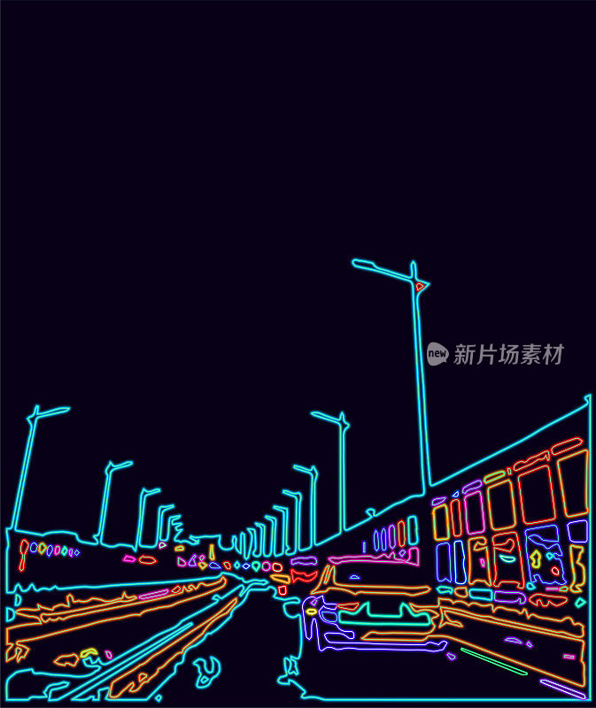 夜间高速公路上的霓虹灯数码特效车