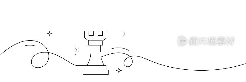 策略图标的连续线条绘制。手绘符号矢量插图。