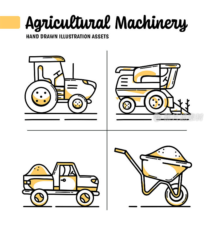 农业机械手绘图标