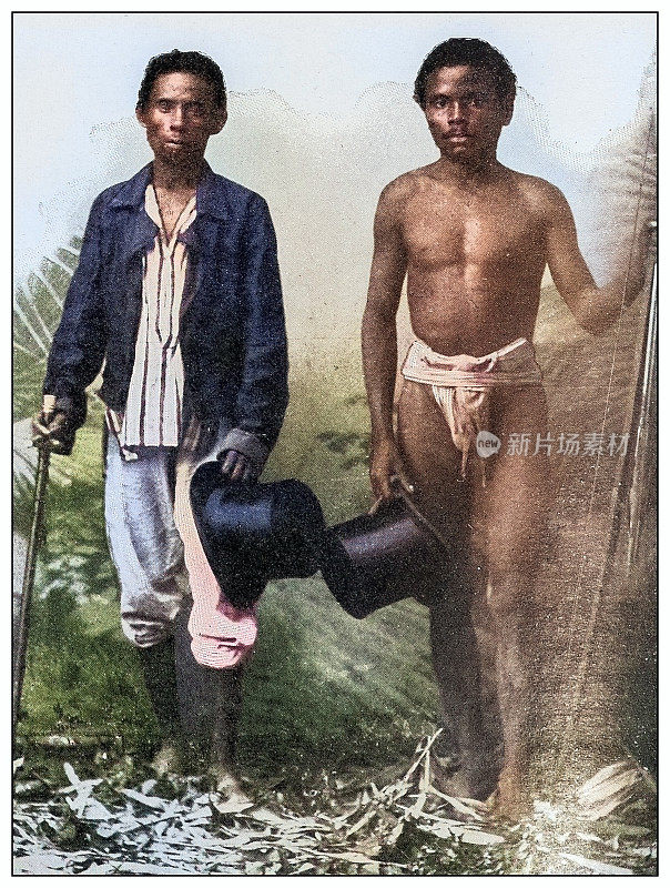 古董黑白照片:当地人，菲律宾