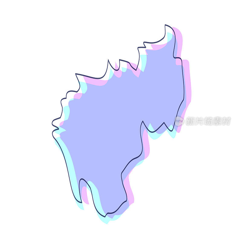 特里普拉邦地图手绘-紫色与黑色轮廓-时尚的设计