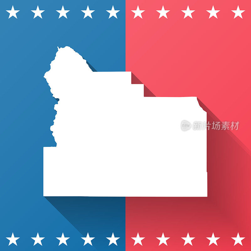 华盛顿州亚基马县。地图在蓝色和红色的背景