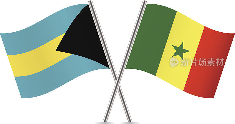 巴哈马和塞内加尔国旗。向量。