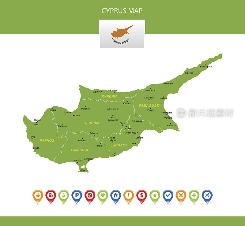 塞浦路斯矢量地图