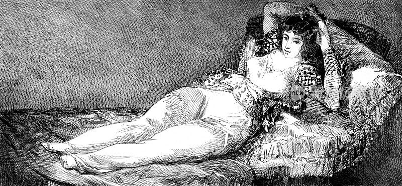 戈雅的《躺在床上的西班牙女人的古董肖像》