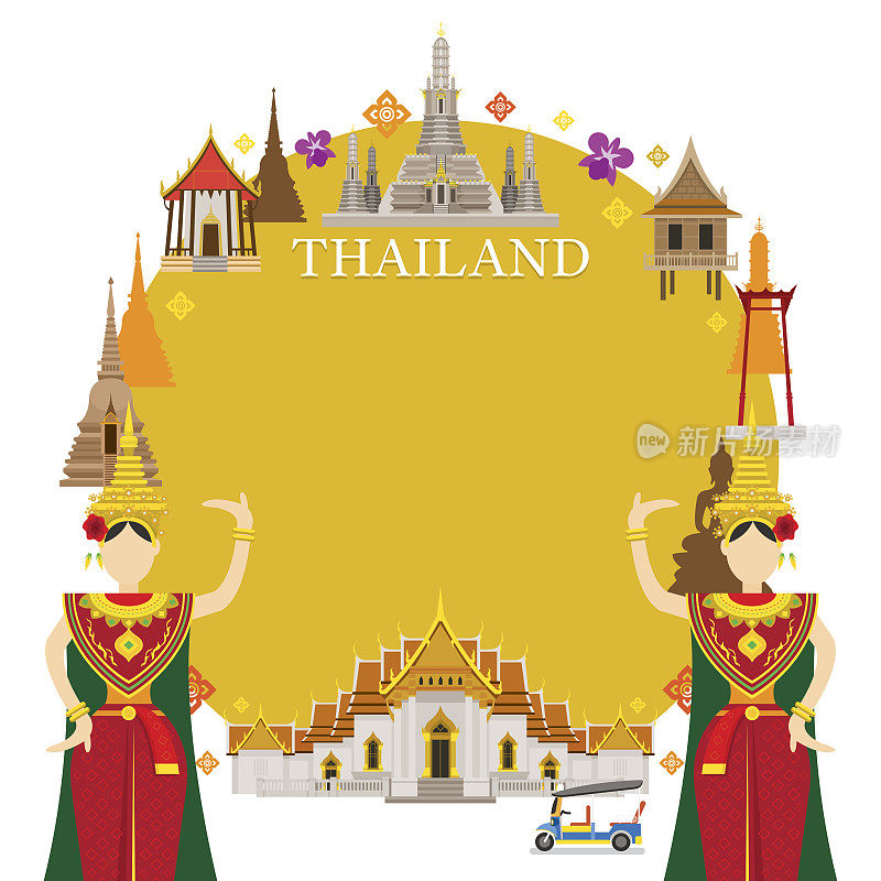 泰国地标，传统舞蹈，框架