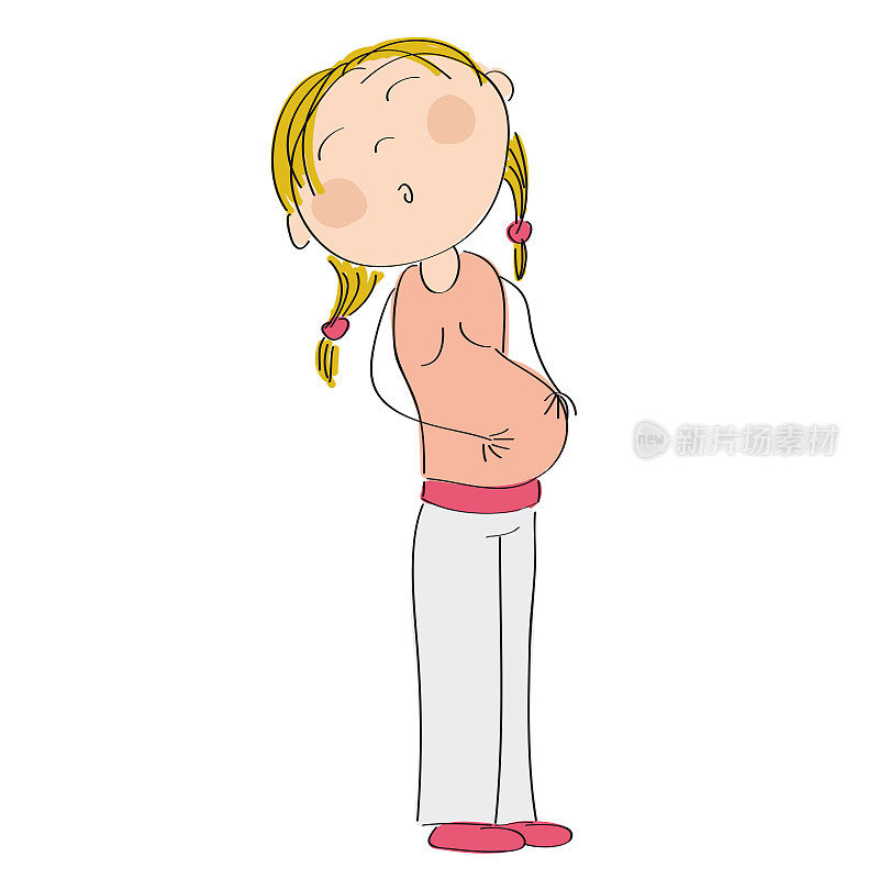 快乐年轻孕妇-原创手绘插图