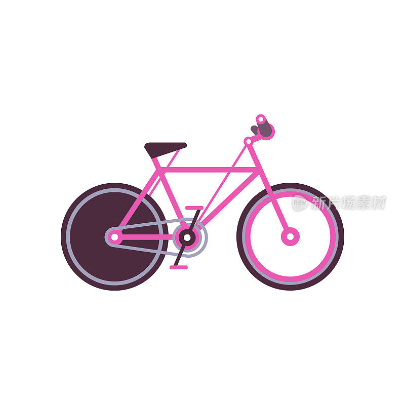 粉色旅游自行车，现代自行车矢量插图