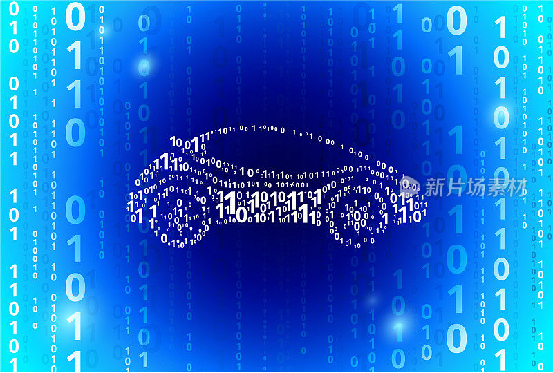 未来汽车二进制代码蓝色矢量模式背景