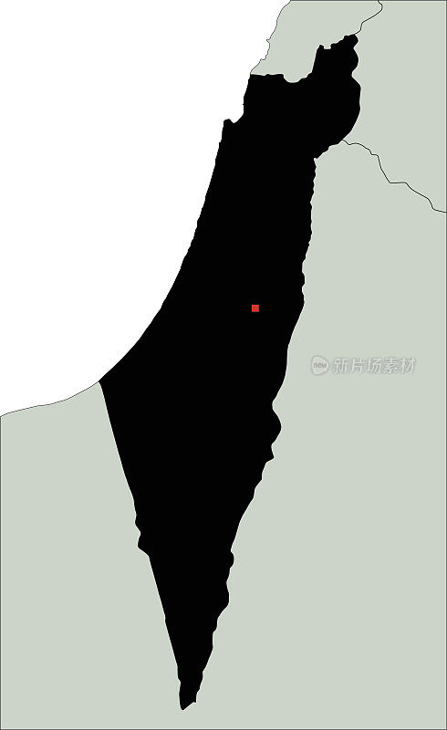 高度详细的以色列剪影地图。