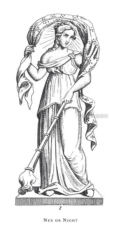 希腊和罗马神话中的传说场景和人物雕刻古董插图，出版于1851年