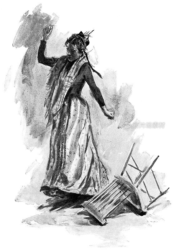 19世纪的《掀翻椅子的愤怒女人》