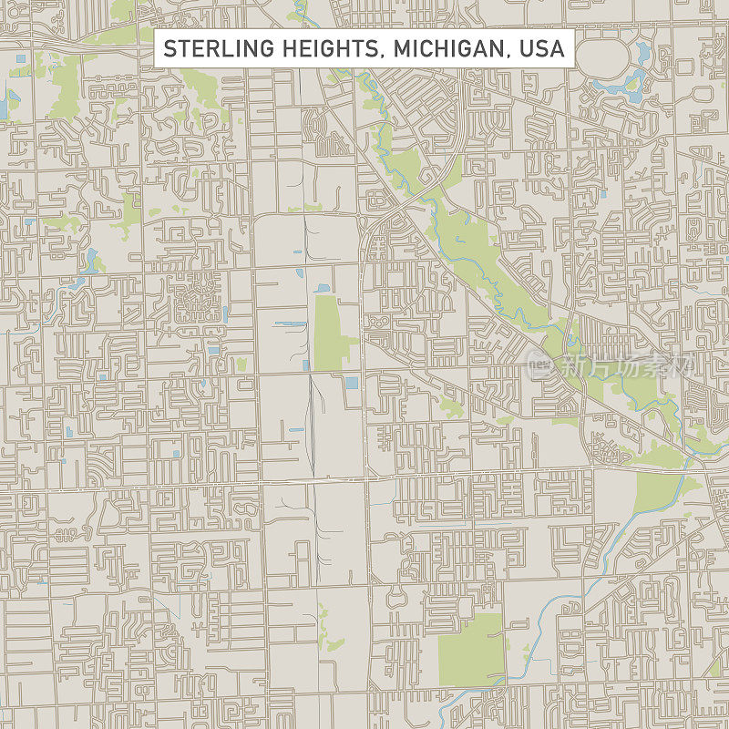 斯特林高地密歇根美国城市街道地图