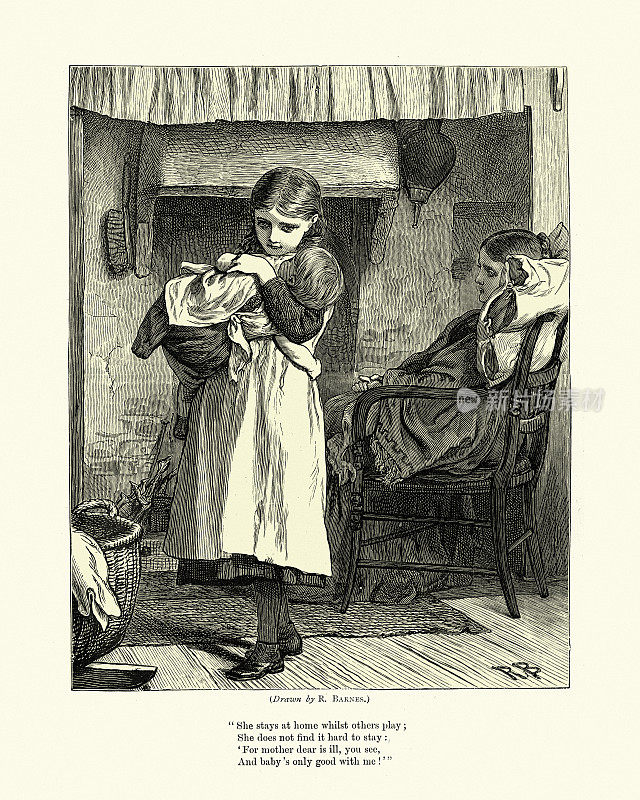 19世纪70年代，维多利亚时代，一个女孩在生病的母亲休息时照顾她的兄弟姐妹