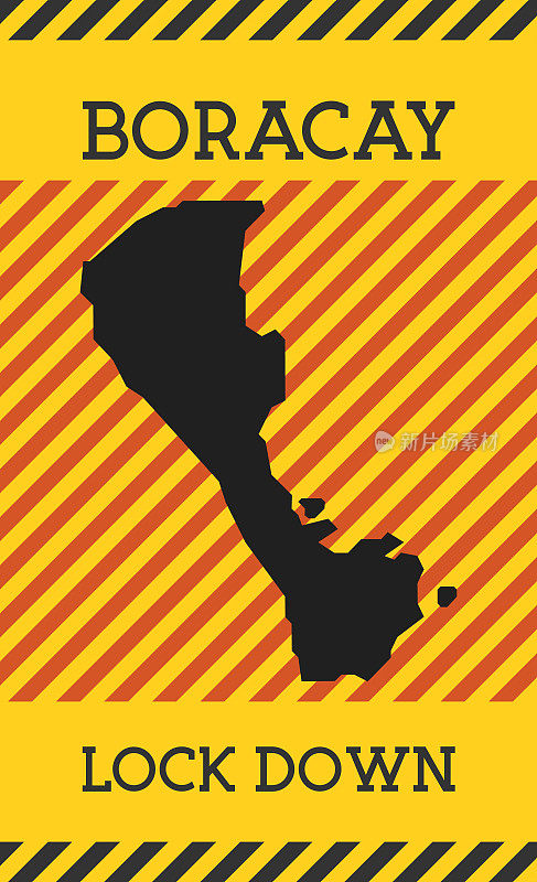 长滩岛封锁标志。黄岛流行病危险图标。