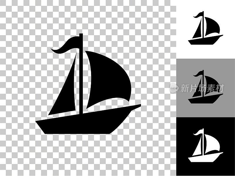 帆船图标在棋盘上透明的背景