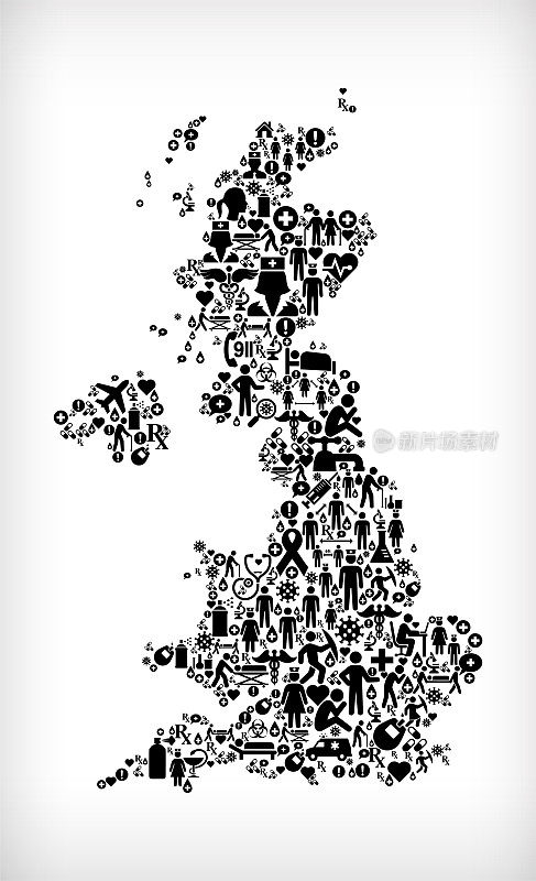 英国流感冠状病毒图标模式