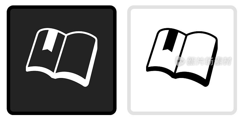 书和书签图标上的黑色按钮与白色滚动