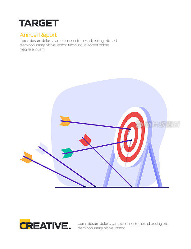 目标概念平面设计海报，封面和横幅。现代平面设计矢量插图。